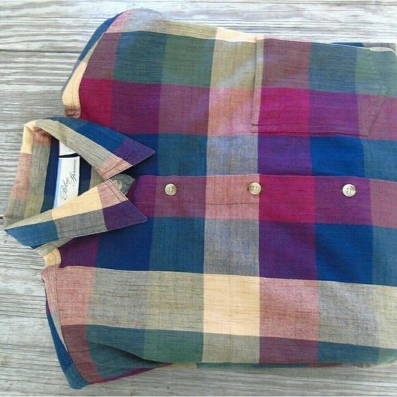 Vintage Boyfriends Shirt Multi Color Plaid Cotton - Picture 7 of 7
